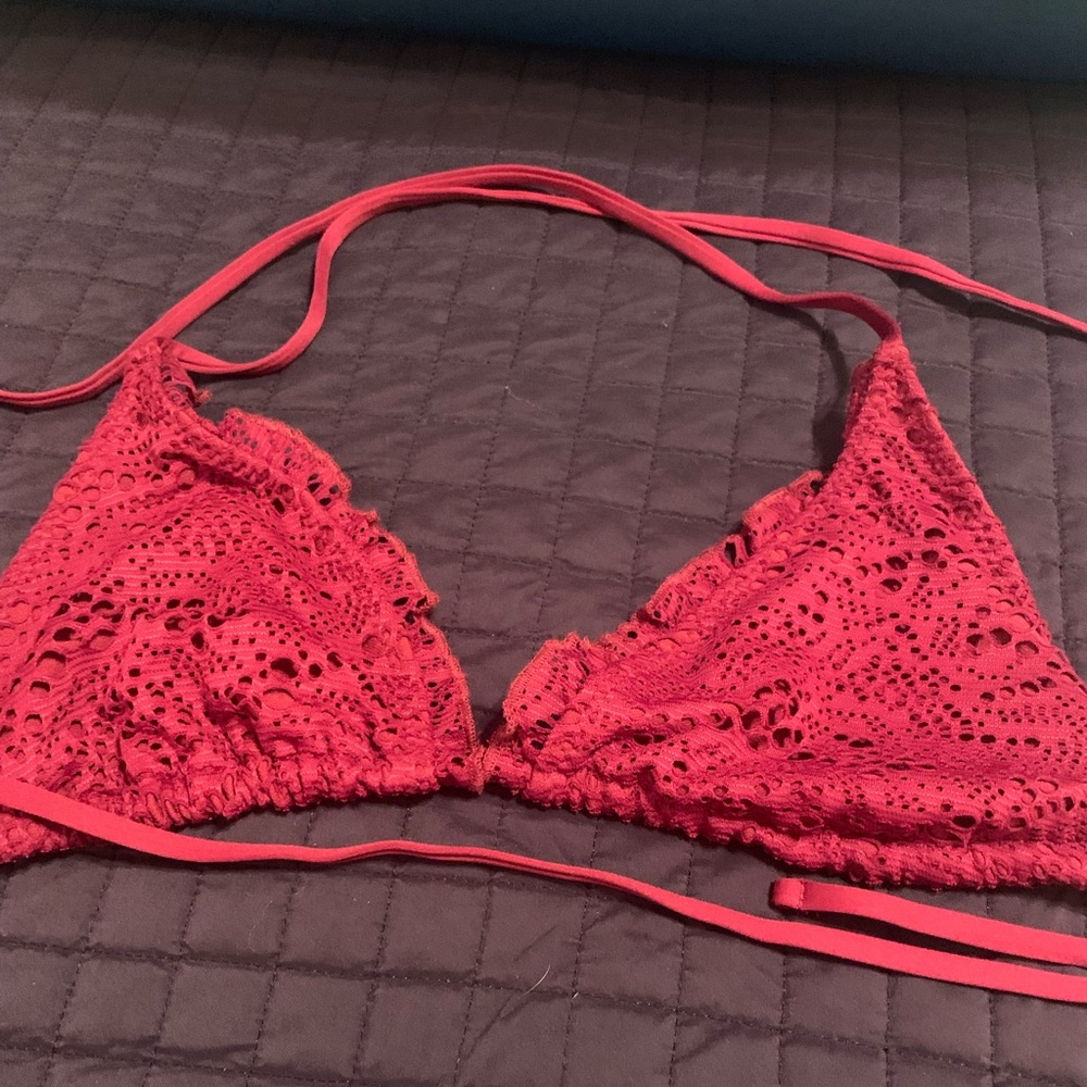 Burgundy crochet style bikini top